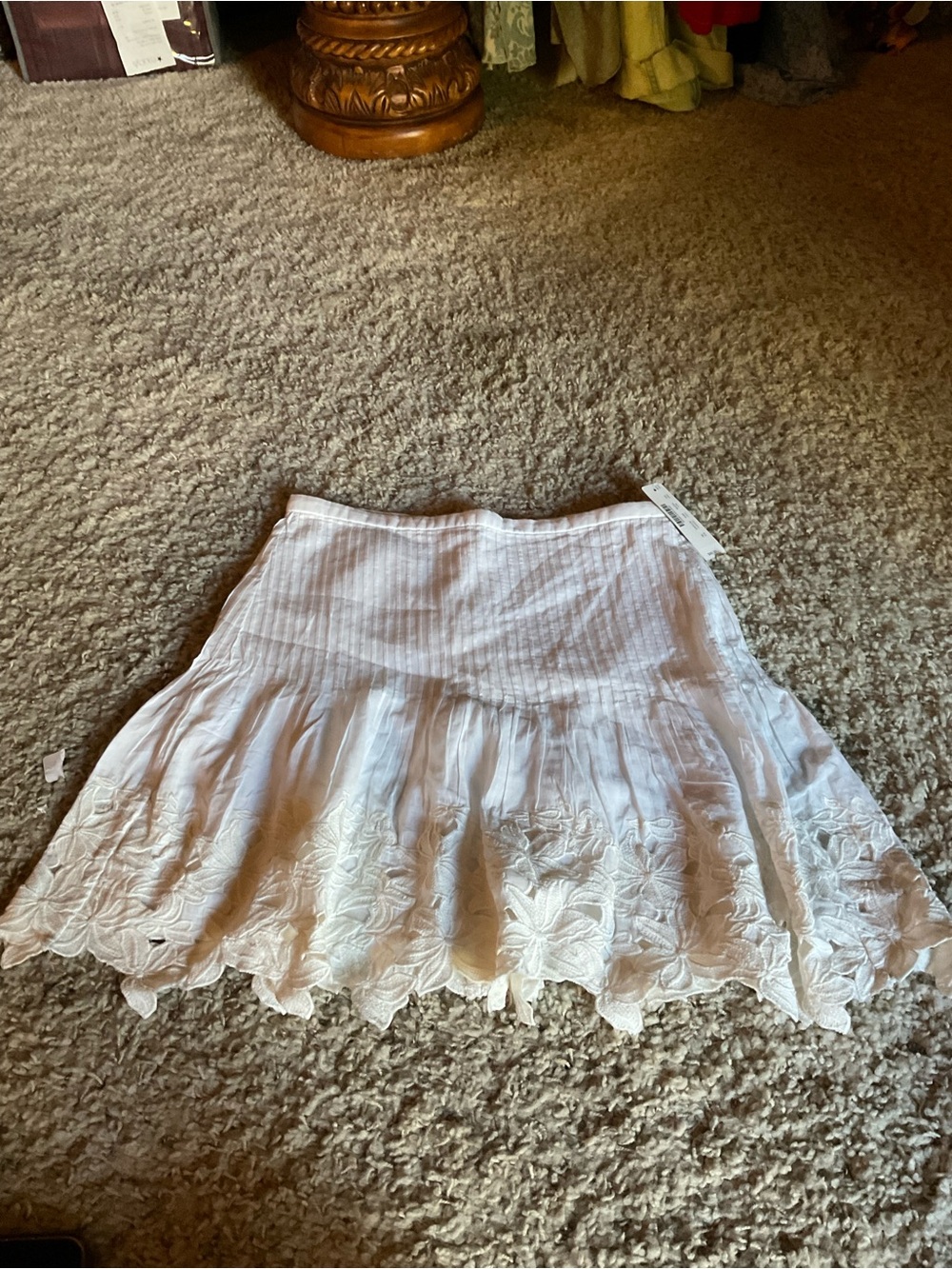 J. Crew White Embroidered Circle Skirt